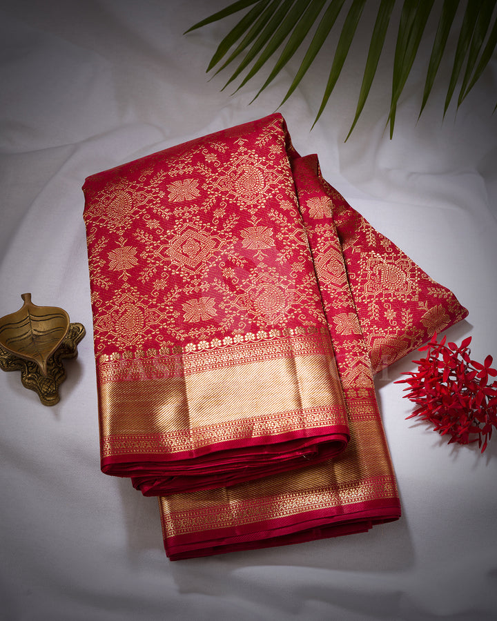 Brick Red Kanjivaram Silk Saree - S1399(A)