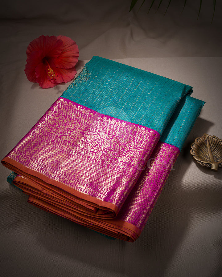 Anandha Blue And Rani Pink Kanjivaram Silk Saree - S1159(B)