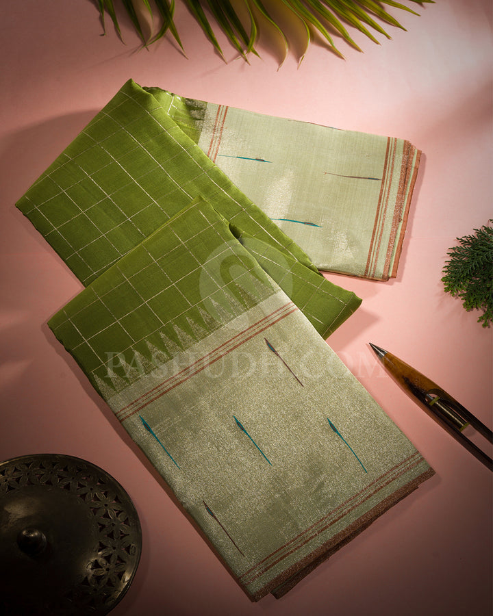 Parrot Green And Light Green Kanjivaram Silk Saree - S1407(A)