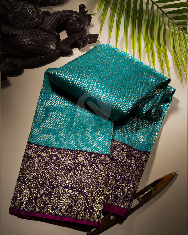 Sapphire And Purple Kanjivaram Silk Saree - S1421(A)