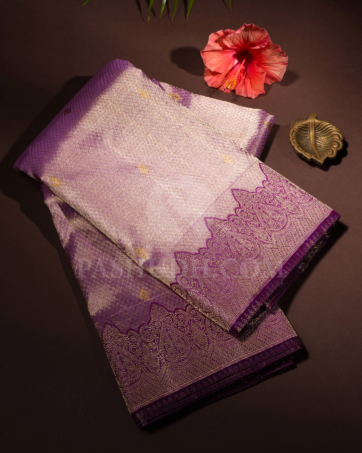 Lavender And Violet Shimmer Organza Kanjivaram Silk Saree - S1382(A)