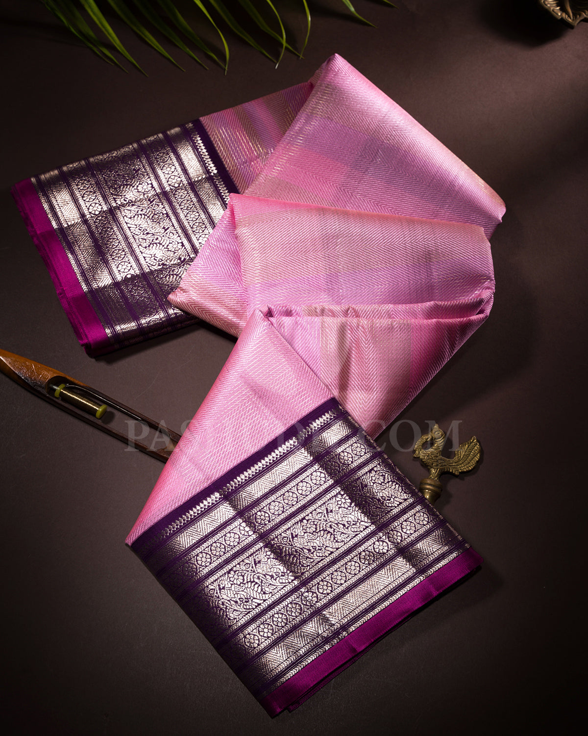 Baby Pink, Lavender And Purple Kanjivaram Silk Saree - S1360(D)