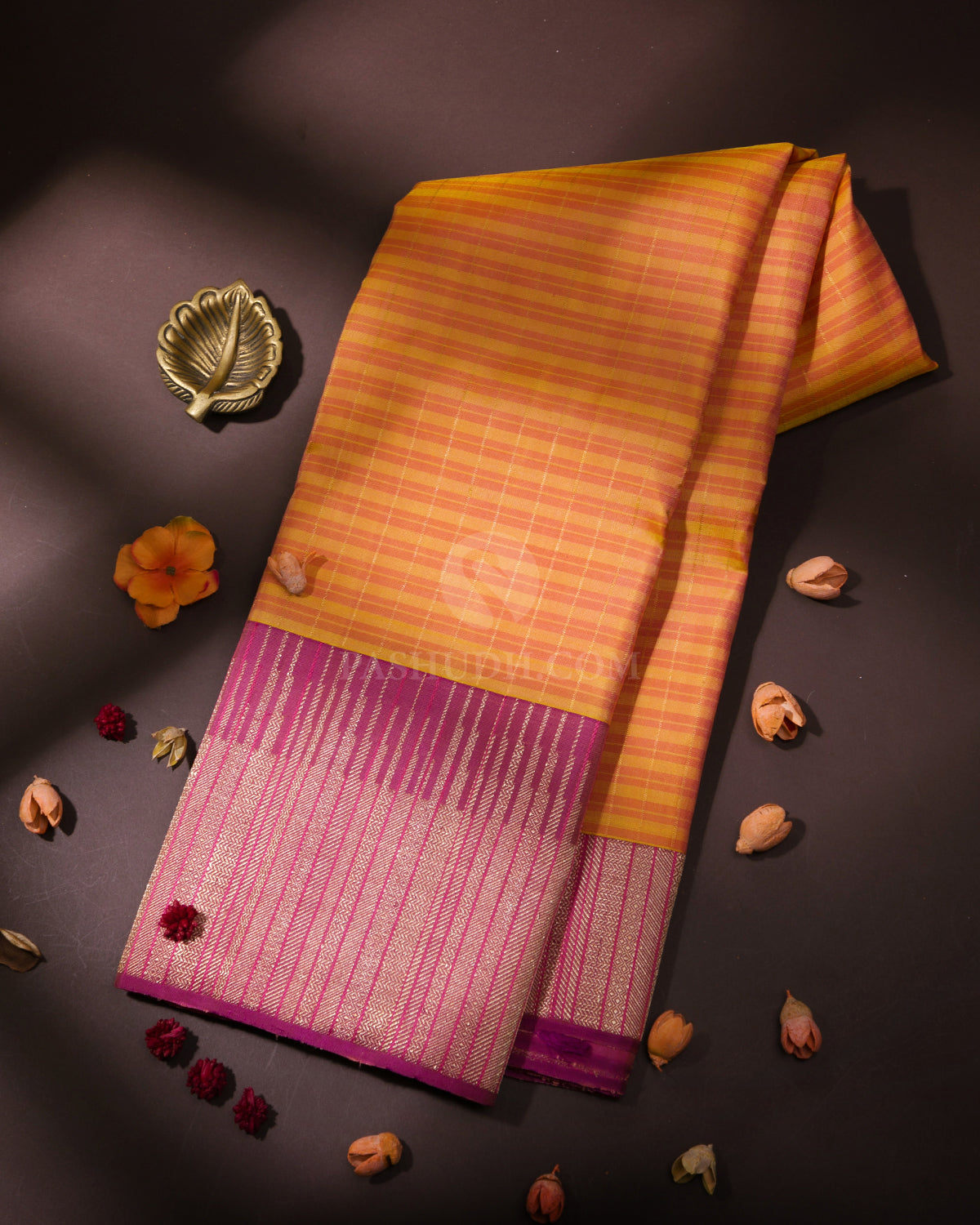 Orange & Purple Kanjivaram Silk Saree - S726- View 1