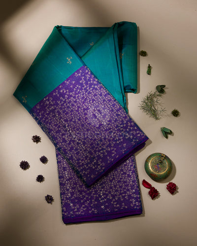 Rama Green & Blue Violet Kanjivaram Silk Saree - S1004