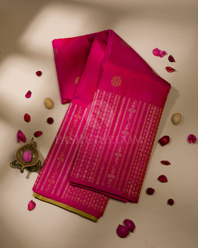 Rani Pink And Golden Khaki Kanjivaram Silk Saree - S1030(C)