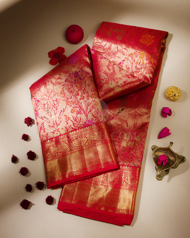 Red Pure Zari Kanjivaram Silk Saree - P123