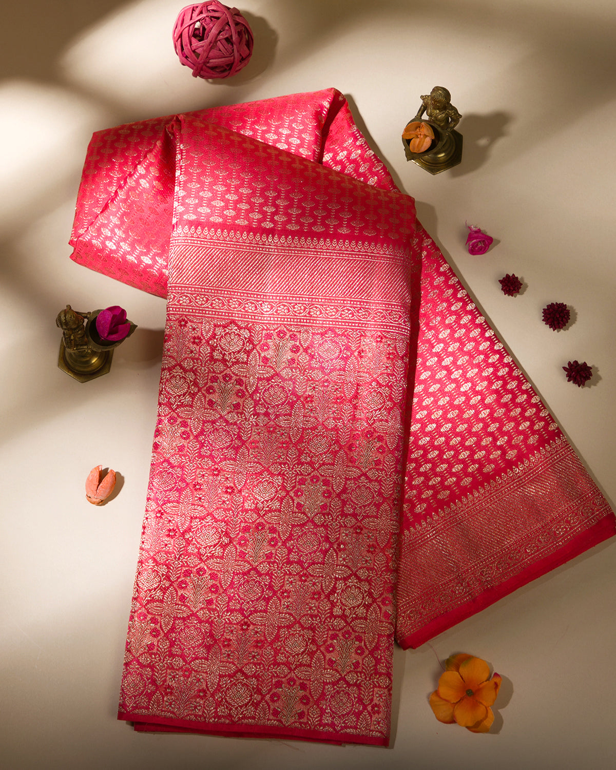 Pink Pure Zari Kanjivaram Silk Saree - S835 -View 1
