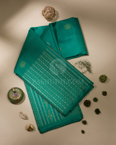 Sapphire Green Kanjivaram Silk Saree - S1148(A)