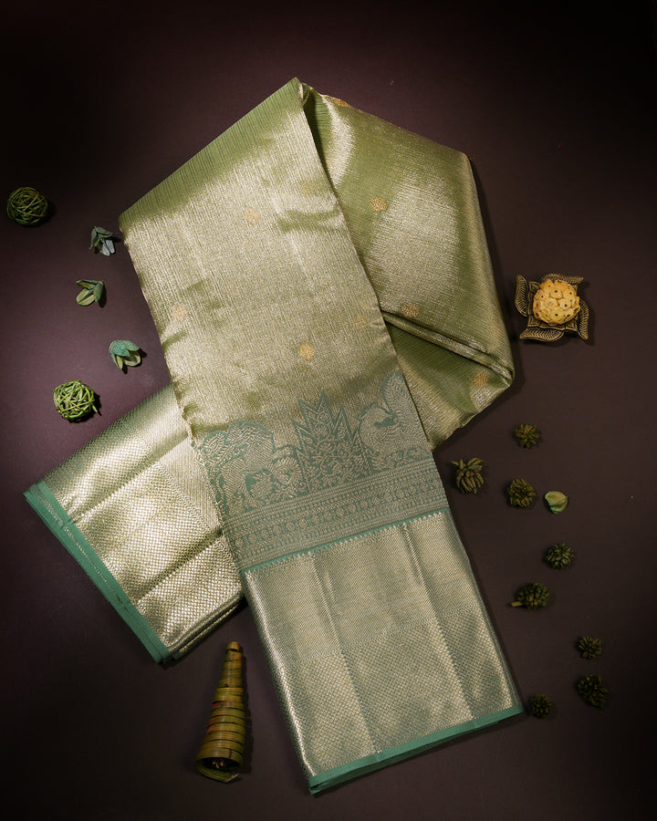 Moss Green kanjivaram Silk Saee - S902