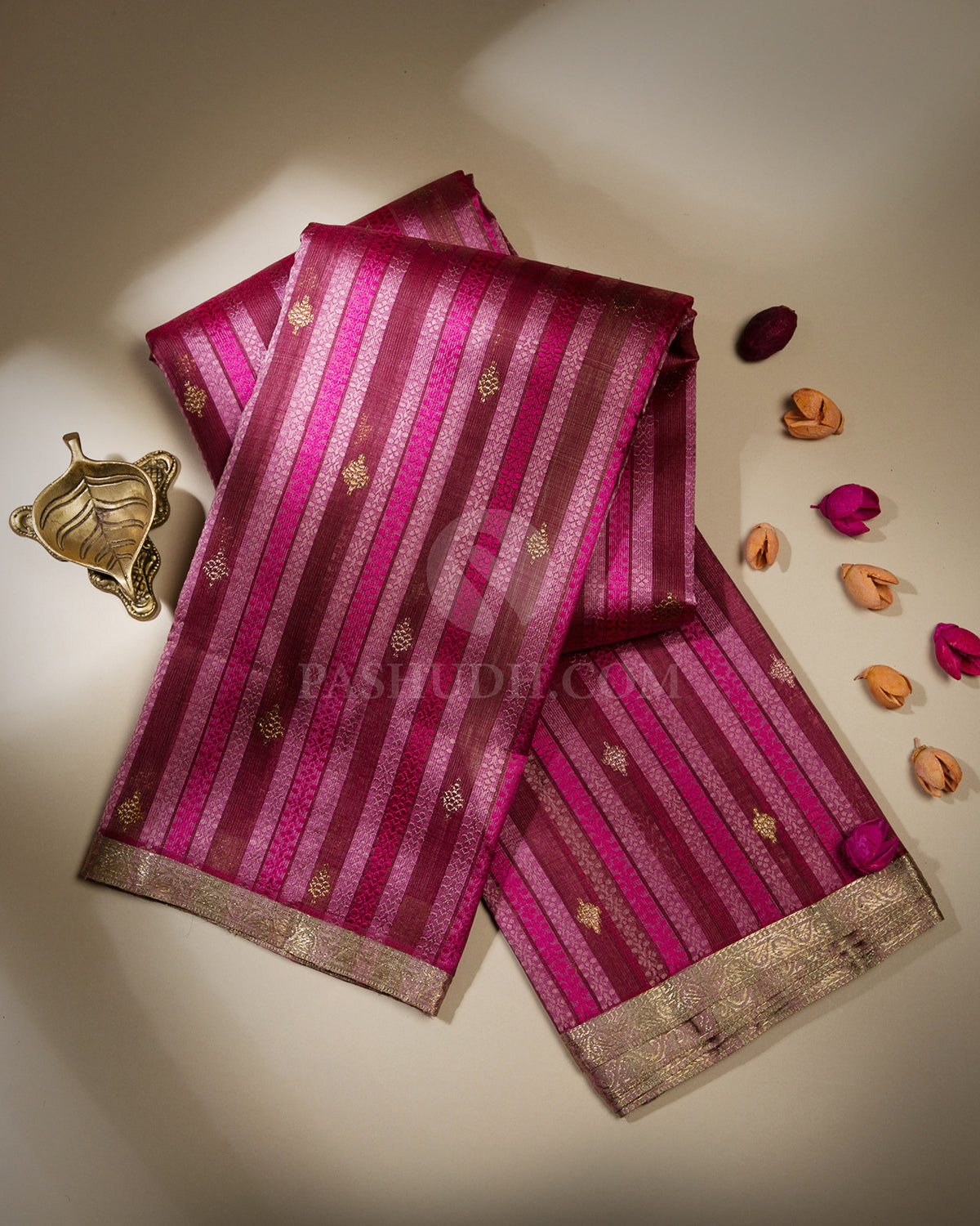Shades of Pink and Mauve Organza Weave Zari Kanjivaram Silk Saree - S713- View 1