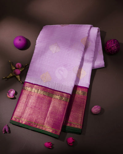 Light Lavender and Violet Pure Zari Kanjivaram Silk Saree - S740 - View 1