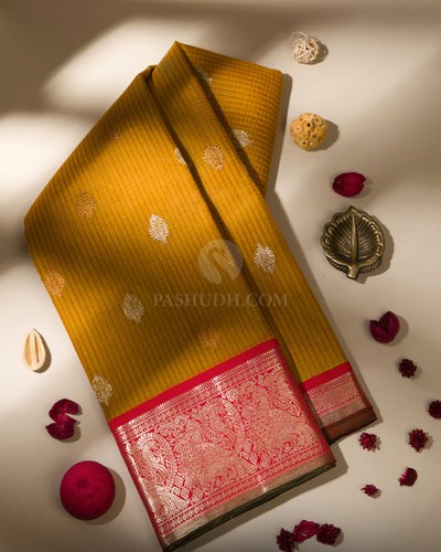 Yellow & Red  Zari Kanjivaram Silk Saree - S813 -View 1