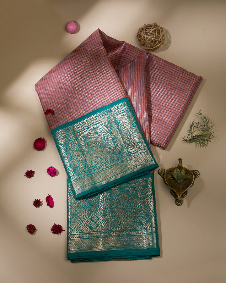 Lavender, Pink & Anandha Blue Kanjivaram Silk Saree - S1129(A)