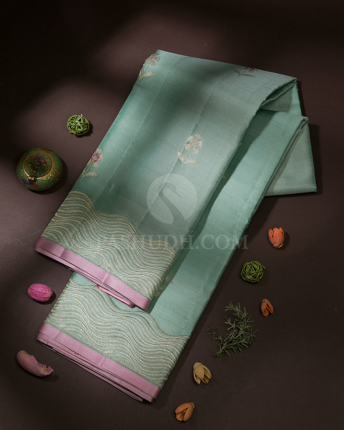 Baby Blue & Baby Pink Kanjivaram Silk Saree - S1061(B)