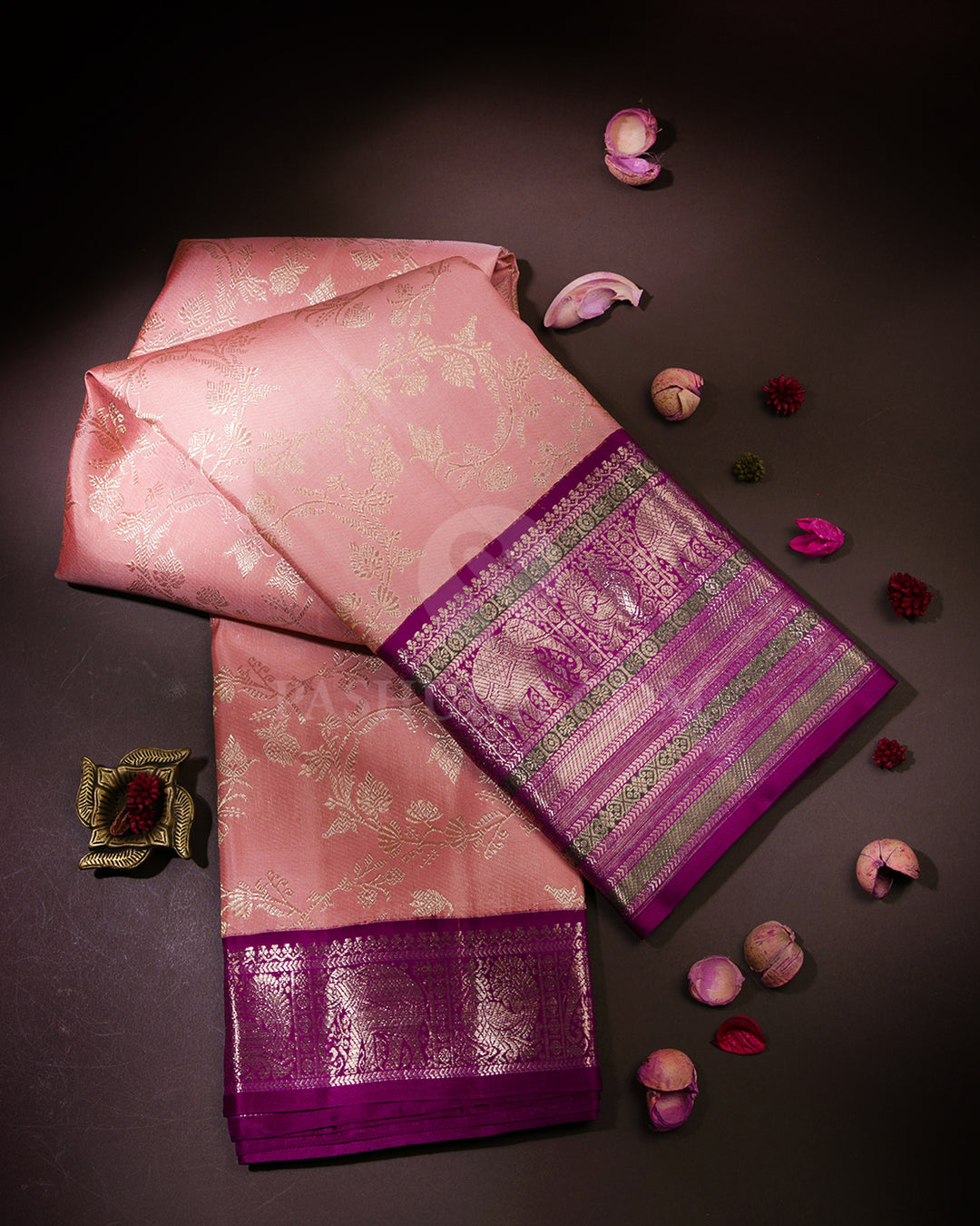 Baby Pink & Magenta Kanjivaram Silk Saree - S893