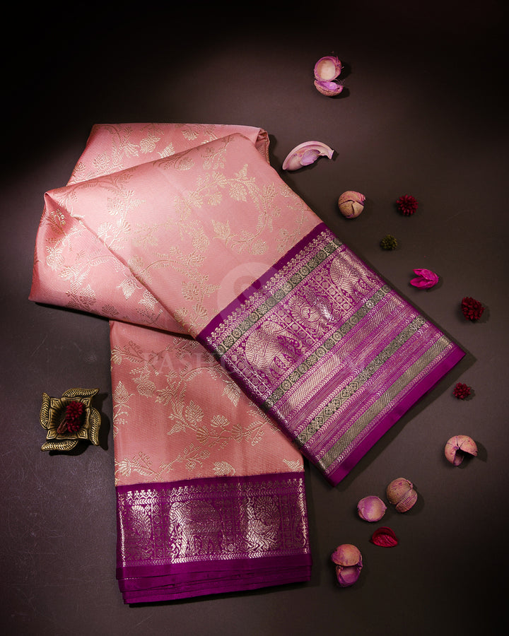 Baby Pink & Magenta Kanjivaram Silk Saree - S893