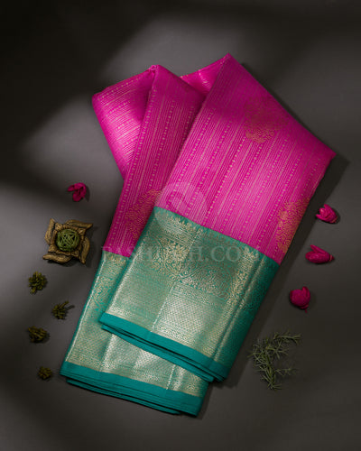 Rose Pink And Green Kanjivaram Silk Saree - S1159(A)