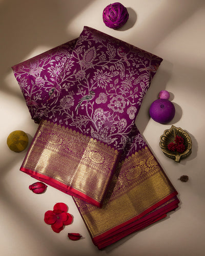 Purple Pure Zari Kanjivaram Silk Saree - P109 - View 1