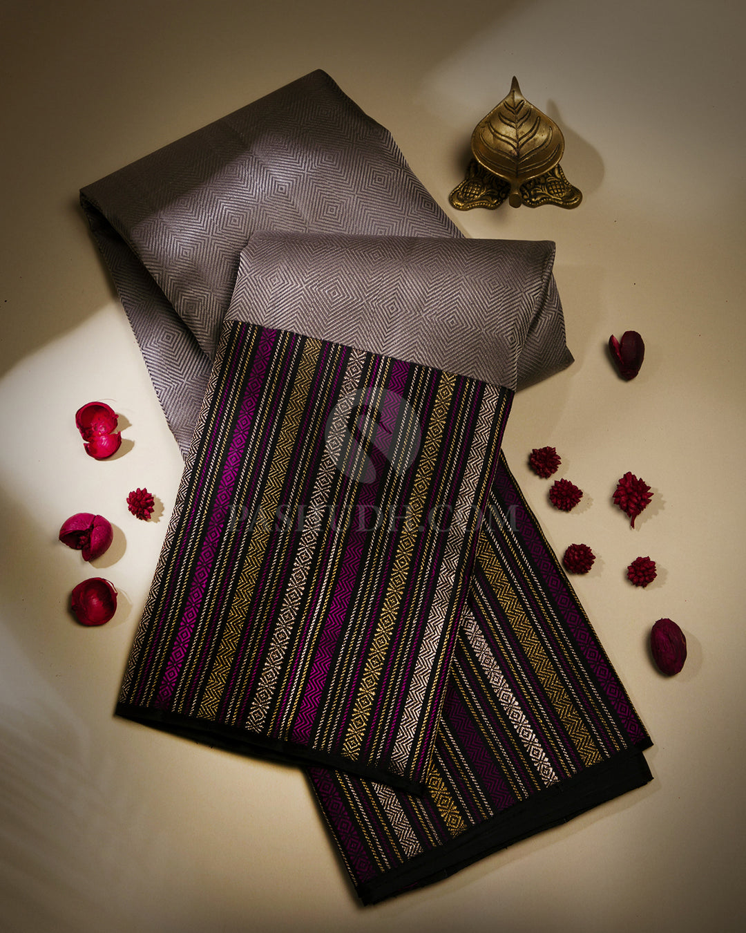 Grey Kanjivaram Silk Saree - S722 - View 1