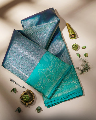 Sapphire Green Kanjivaram Silk Saree - S862 - View 1