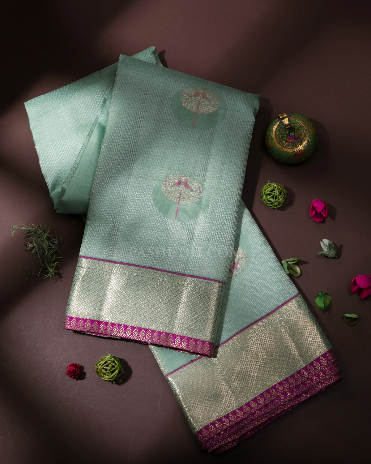 Mint Green Kanjivaram Silk Saree - S735- View 1