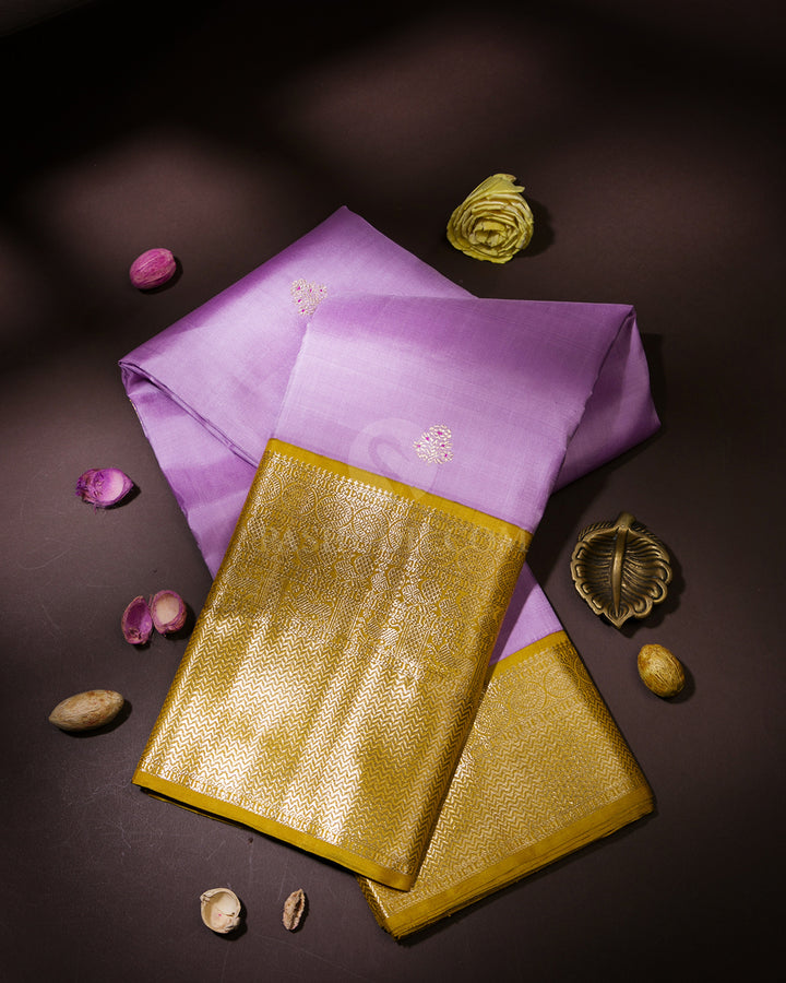 Lavender & Tuscany Yellow Kanjivaram Silk Saree - S998
