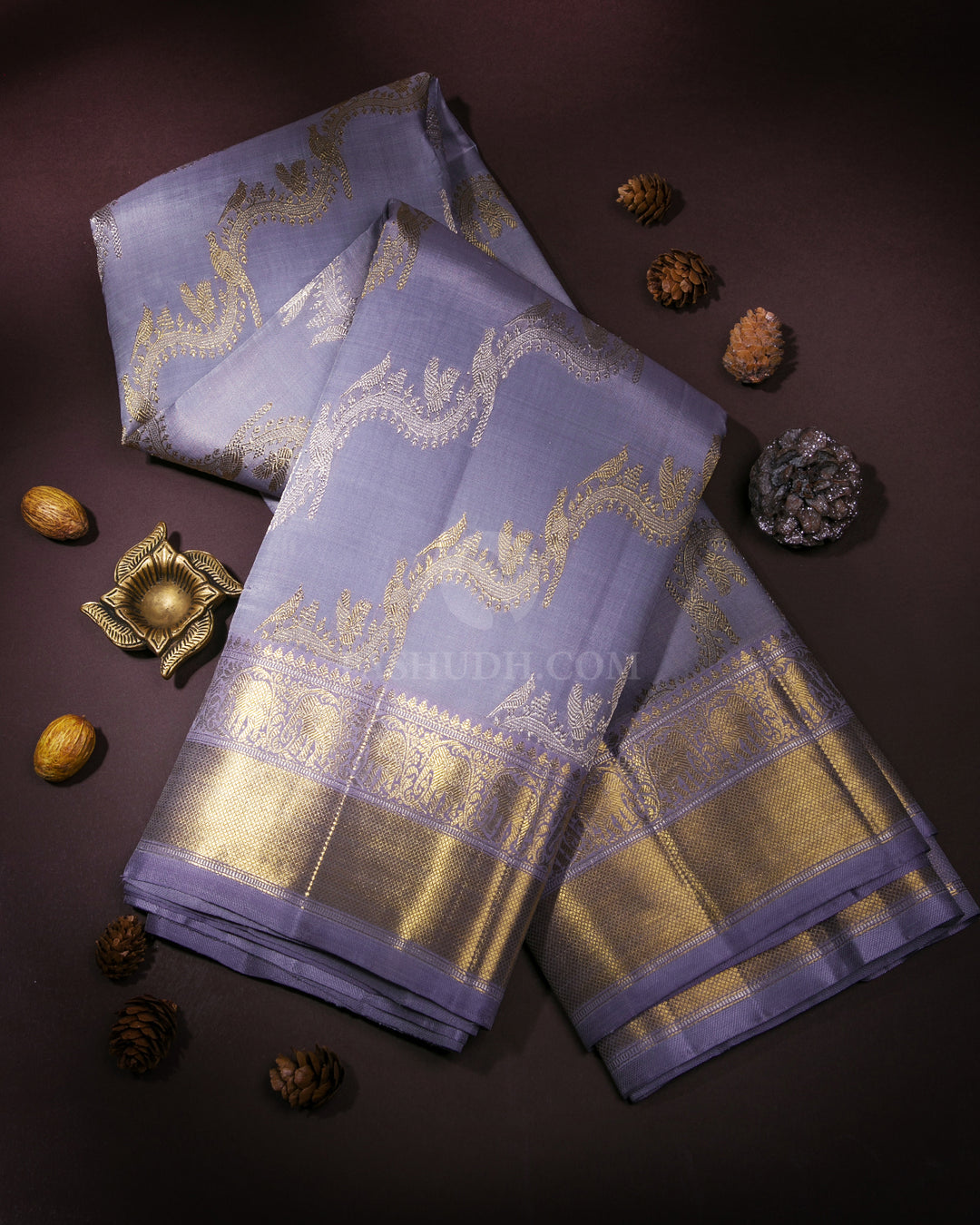 Grey Kanjivaram Silk Saree - P119- View 1