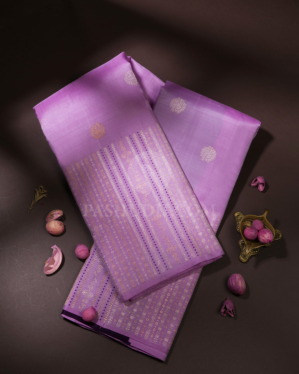 Lavender & Aubergine Kanjivaram Silk Saree - S1030(B) 