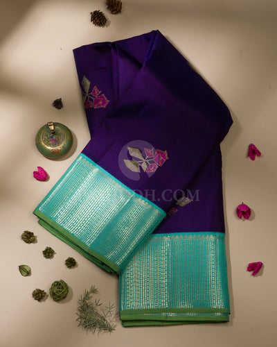 Royal Blue And Sky Blue Kanjivaram Silk Saree - S1153(A)