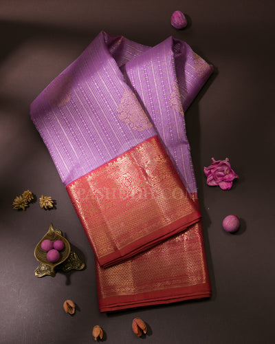 Lavender & Sunset Orange Kanjivaram Silk Saree - S1101(A)