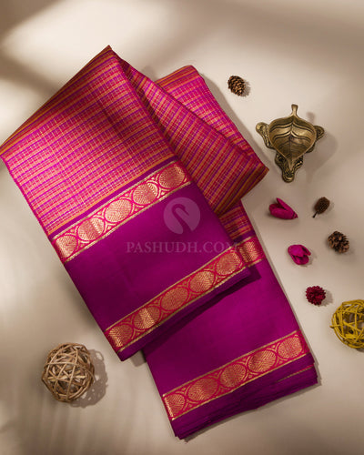 Multicolour & Dark Violet Kanjivaram Silk Saree - S773- View 1