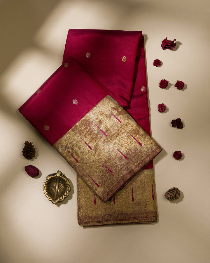 Maroon Pure Zari Kanjivaram Silk Saree with Paithani Border  - P133(A)