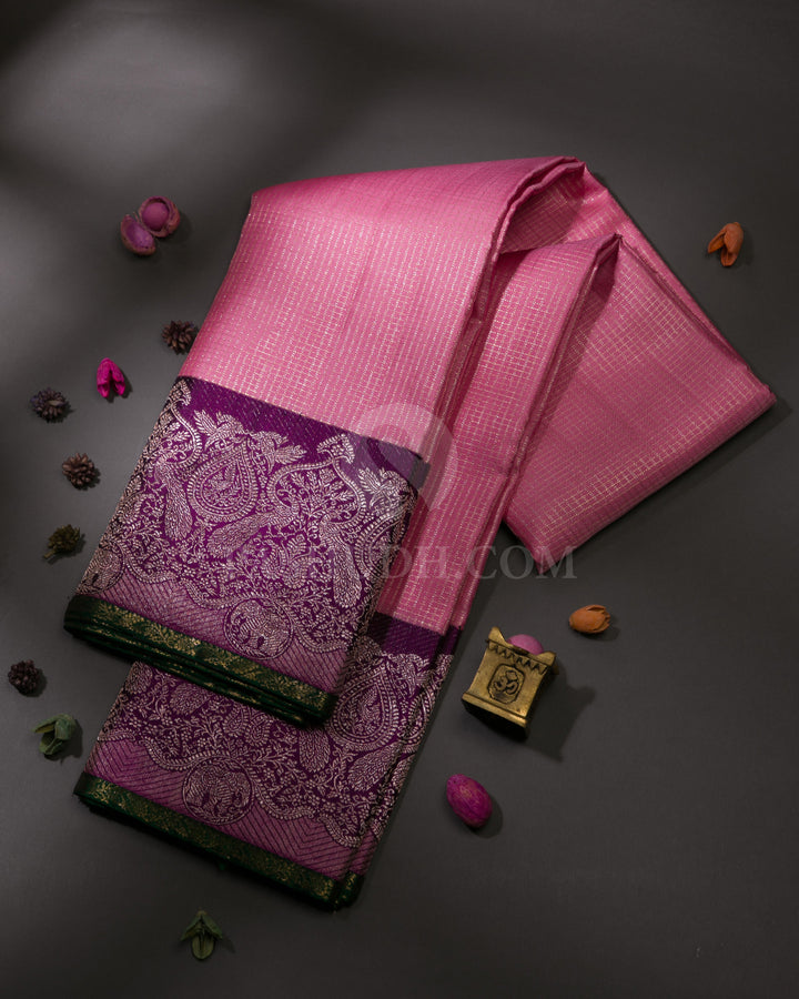 Rose Pink & Violet Kanjivaram Silk Saree - S1103(B)