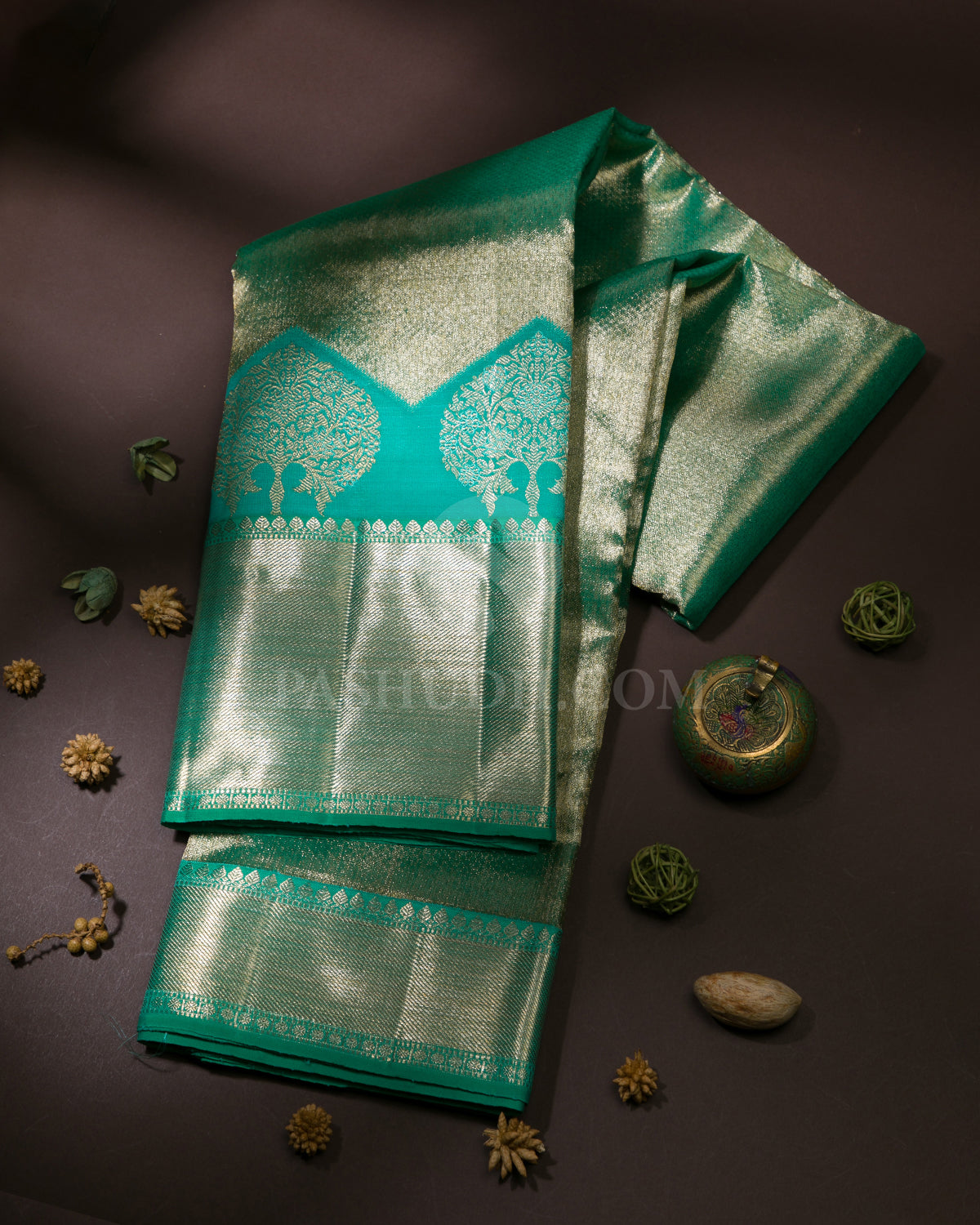 Aqua Blue Organza Kanjivaram silk Saree - S1096(A)