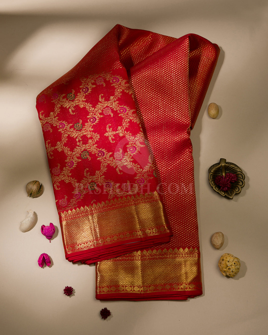 Red Pure Zari Kanjivaram Silk Saree - P146(A)