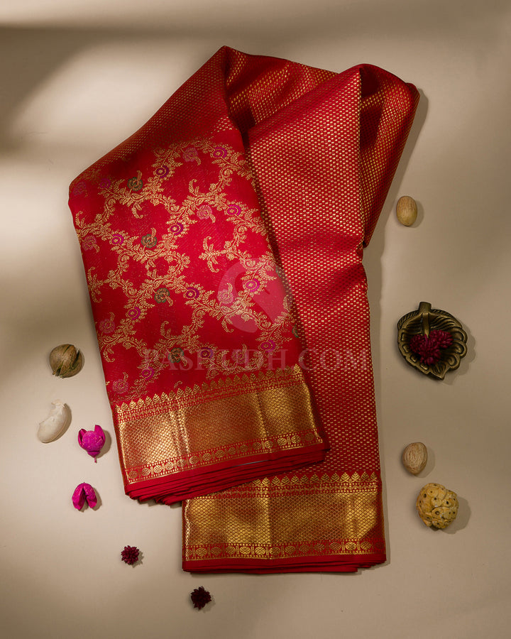 Red Pure Zari Kanjivaram Silk Saree - P146(A)