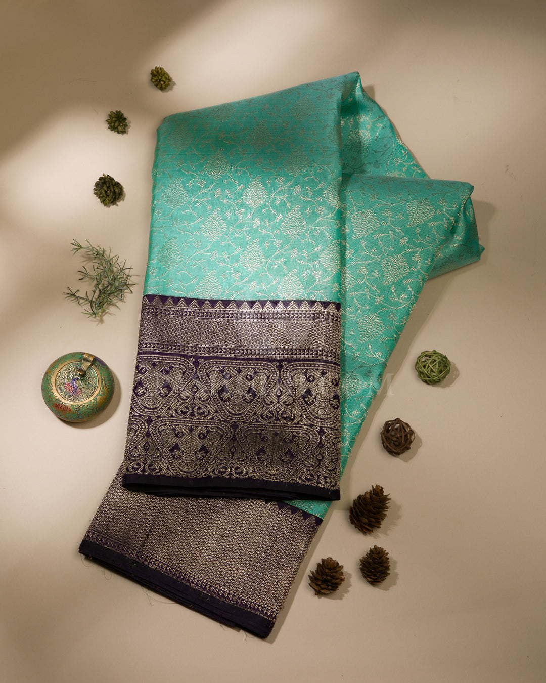Sky Blue And Royal Purple Kanjivaram Silk Saree - S1019(C)