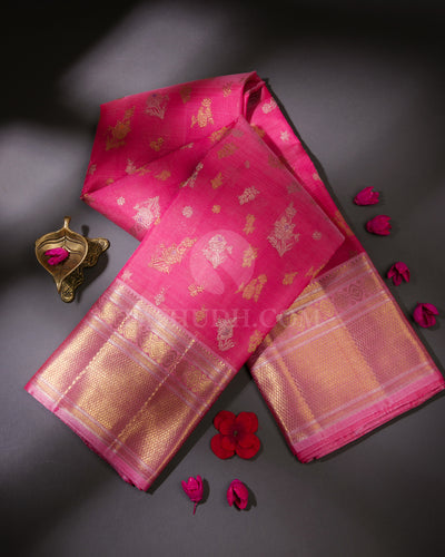 Pink Pure Zari Kanjivaram Silk Saree - P125 -  View 1