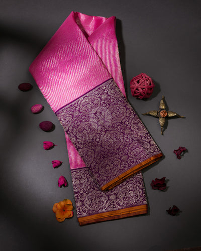 Hot Pink & Violet Kanjivaram Silk Saree - S983