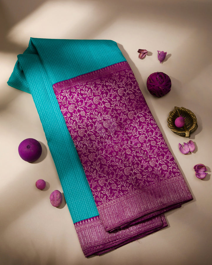 Ananda Blue and Violet Kanjivaram Silk Saree - S775 - View 1