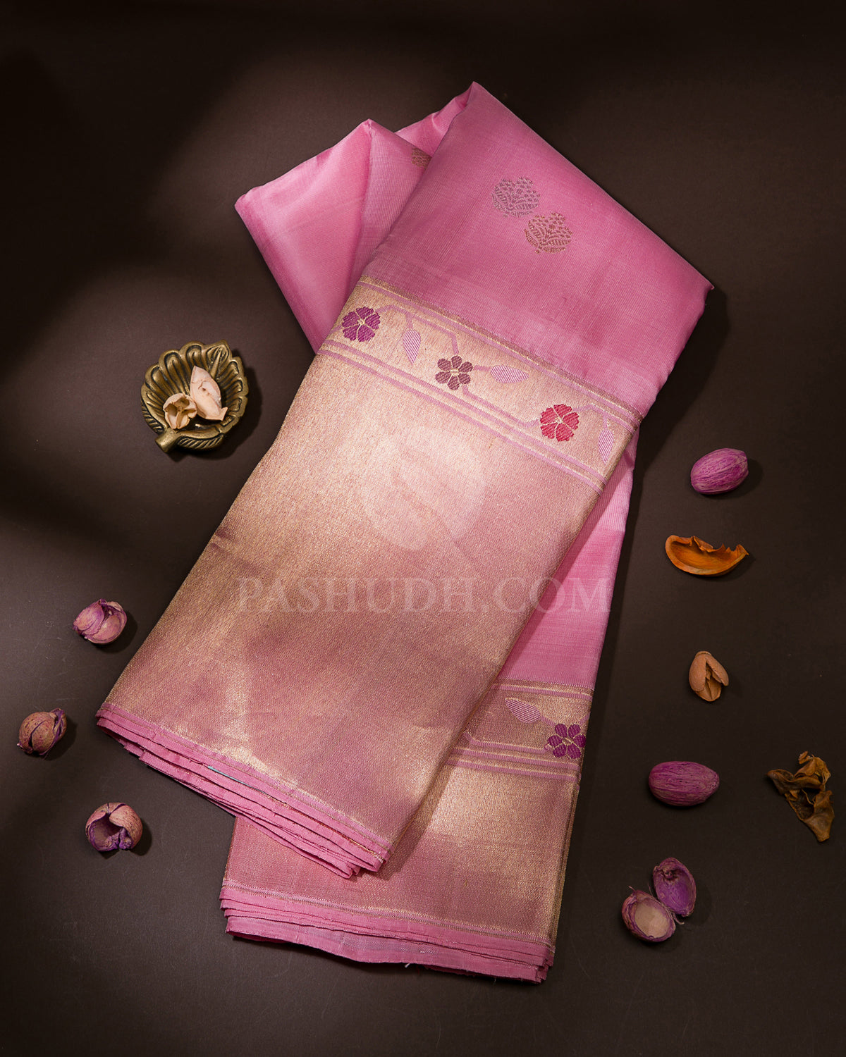 Baby Pink Kanjivaram Silk Saree with Paithani Border - S1126(A)