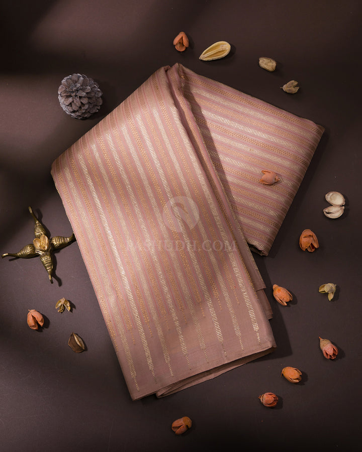 Peach Borderless Kanjivaram Silk Saree - S741 - View 1