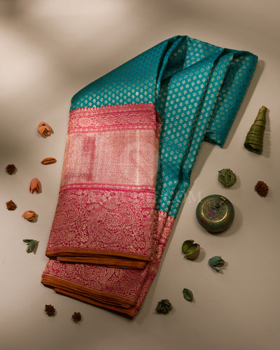 Anandha Blue & Rouge Pink Kanjivaram Silk Saree - S1077(B)