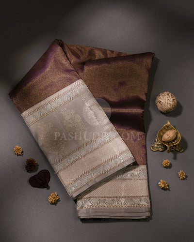 Brown & Grey Kanjivaram Silk Saree - S1029(A)