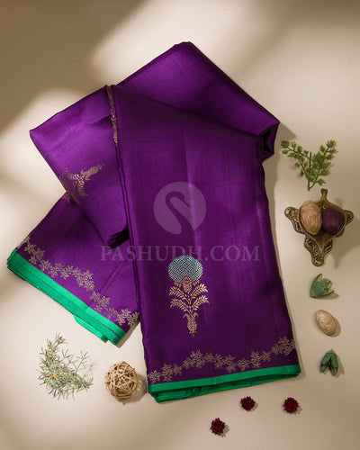 Violet & Green Kanjivaram Silk Saree - S1130(A)