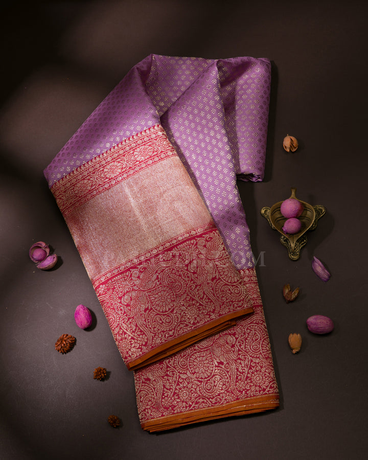 Lavender & Watermelon Pink Kanjivaram Silk Saree - S1077(A)