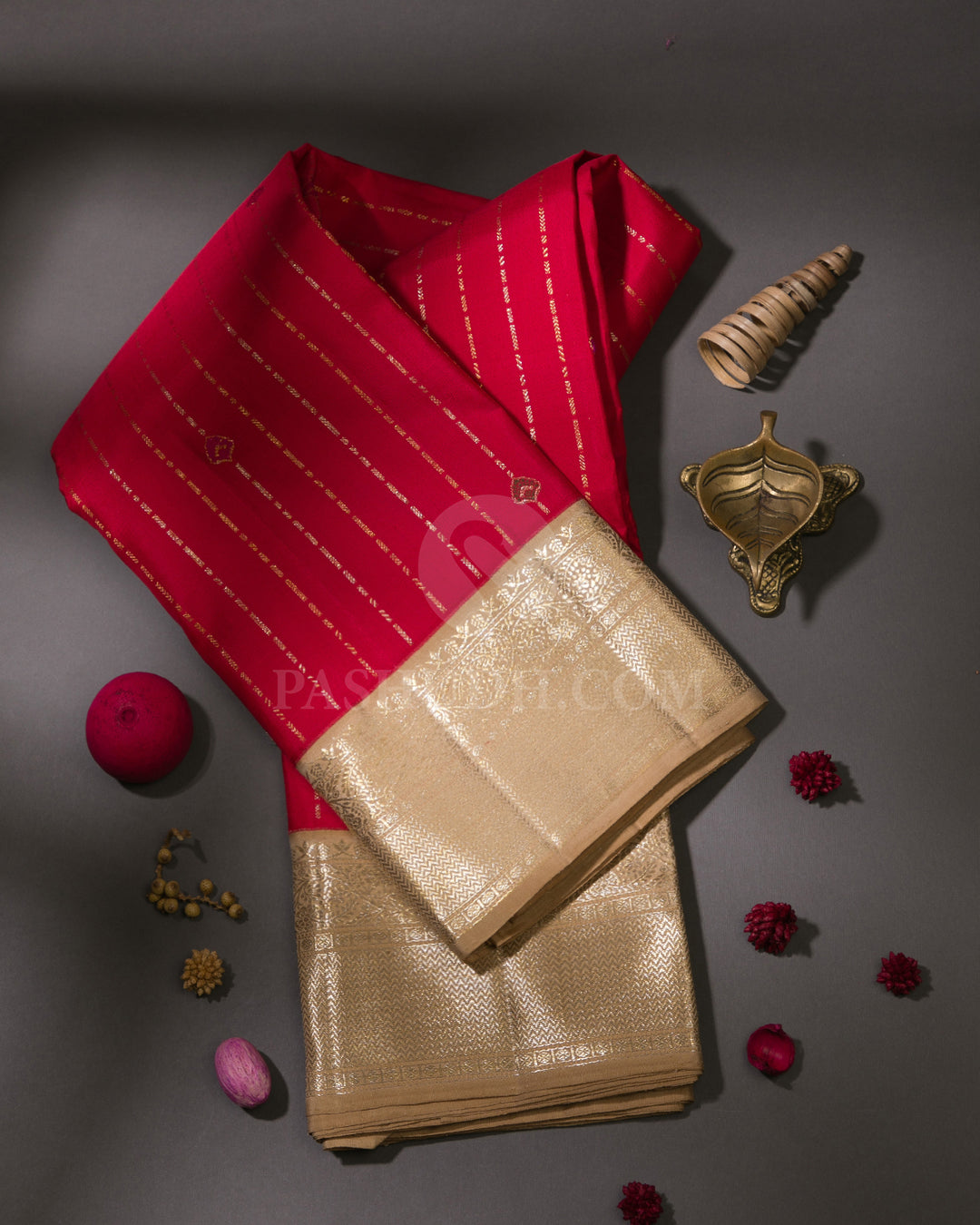 Red & Beige Kanjivaram Silk Saree - S1042(A)