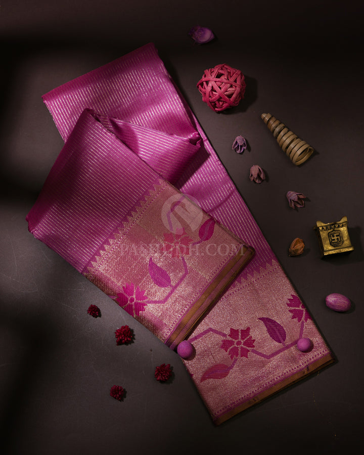 Mauve Kanjivaram Silk Saree with Paithani Border - S1000
