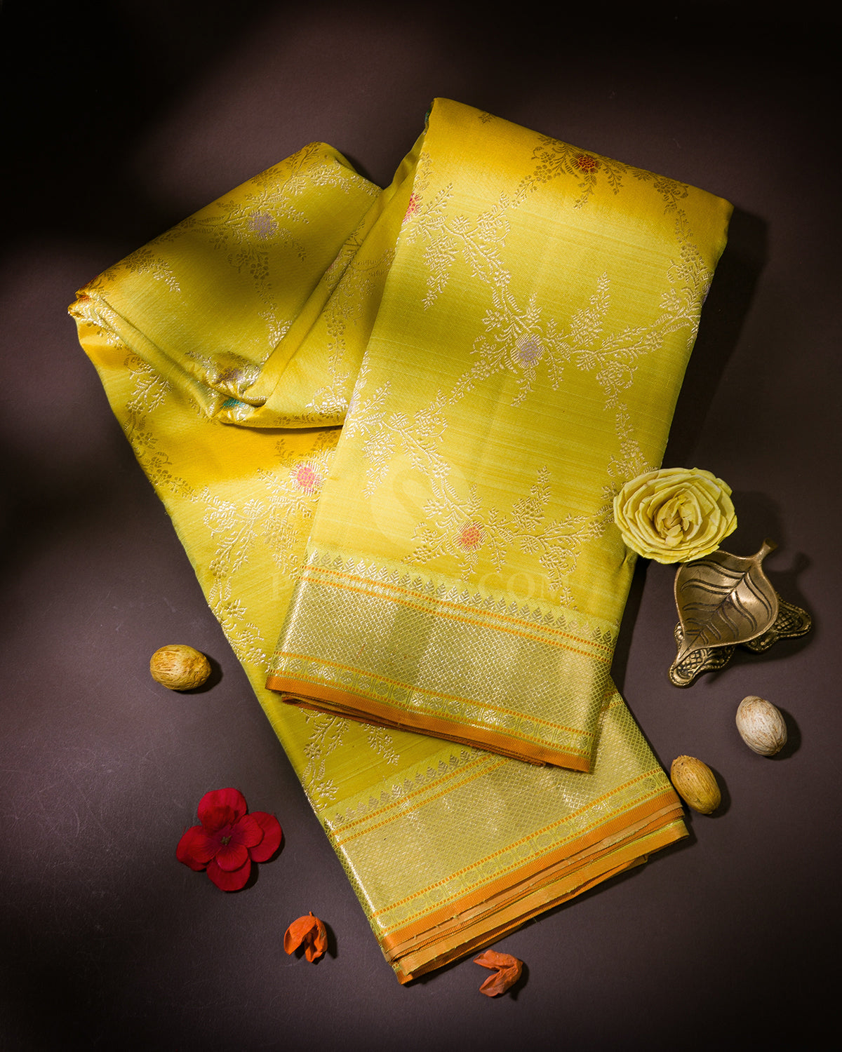 Lemon Yellow Kanjivaram Silk Saree - S959