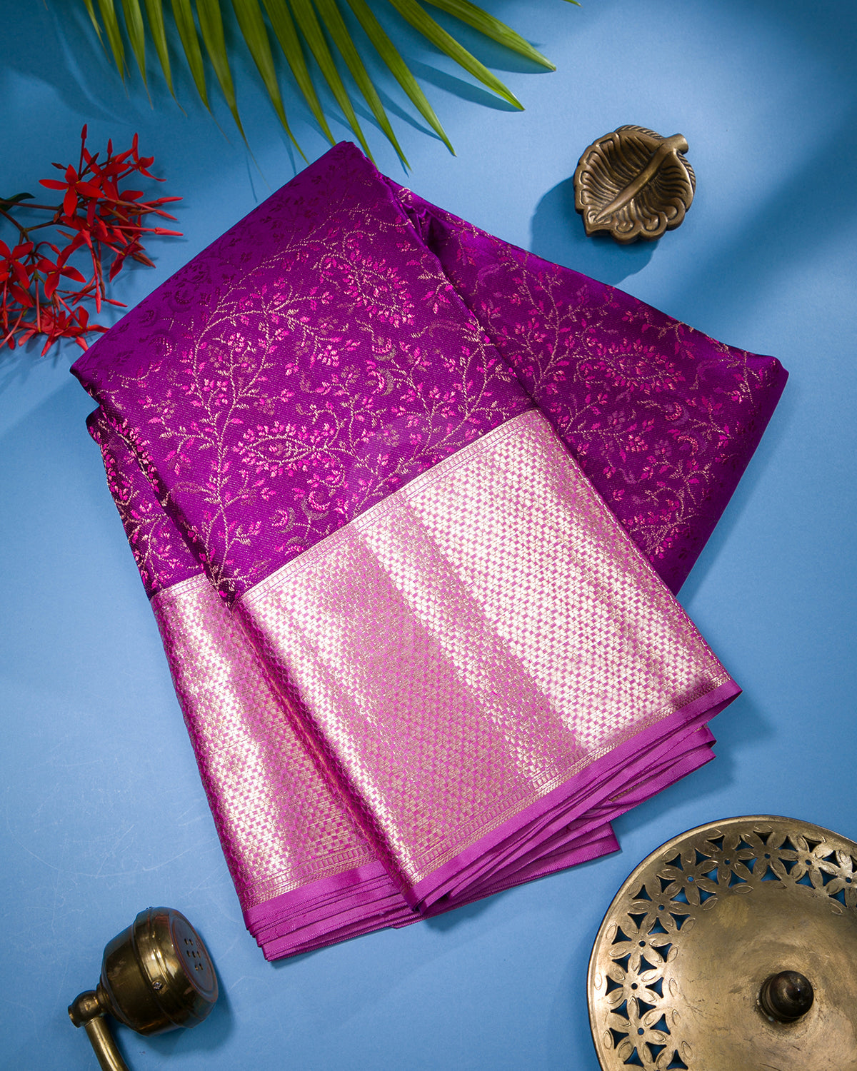 Violet Kanjivaram Silk Saree - D550(F)